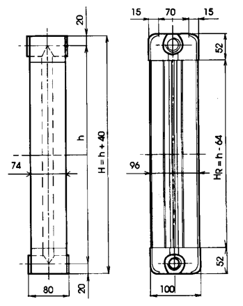 Hliníkový radiátor ARMAT Plus - rozměry radiátoru